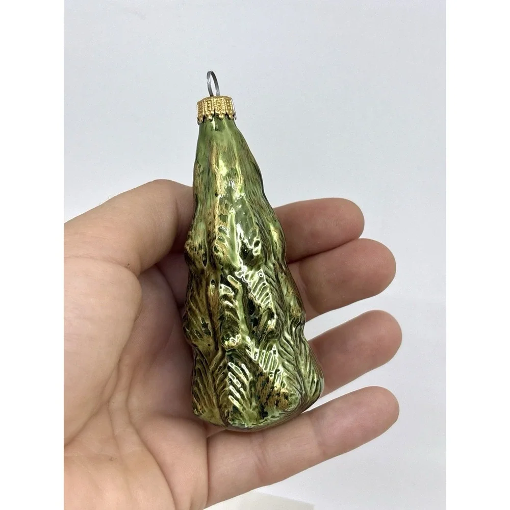 Vtg Hand Blown Fir Tree Glass Christmas Tree Ornament